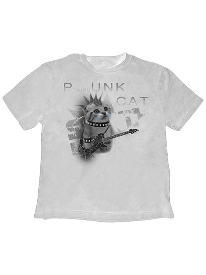 Cat Animal Print Oversize Short Sleeve T-Shirt WN20885