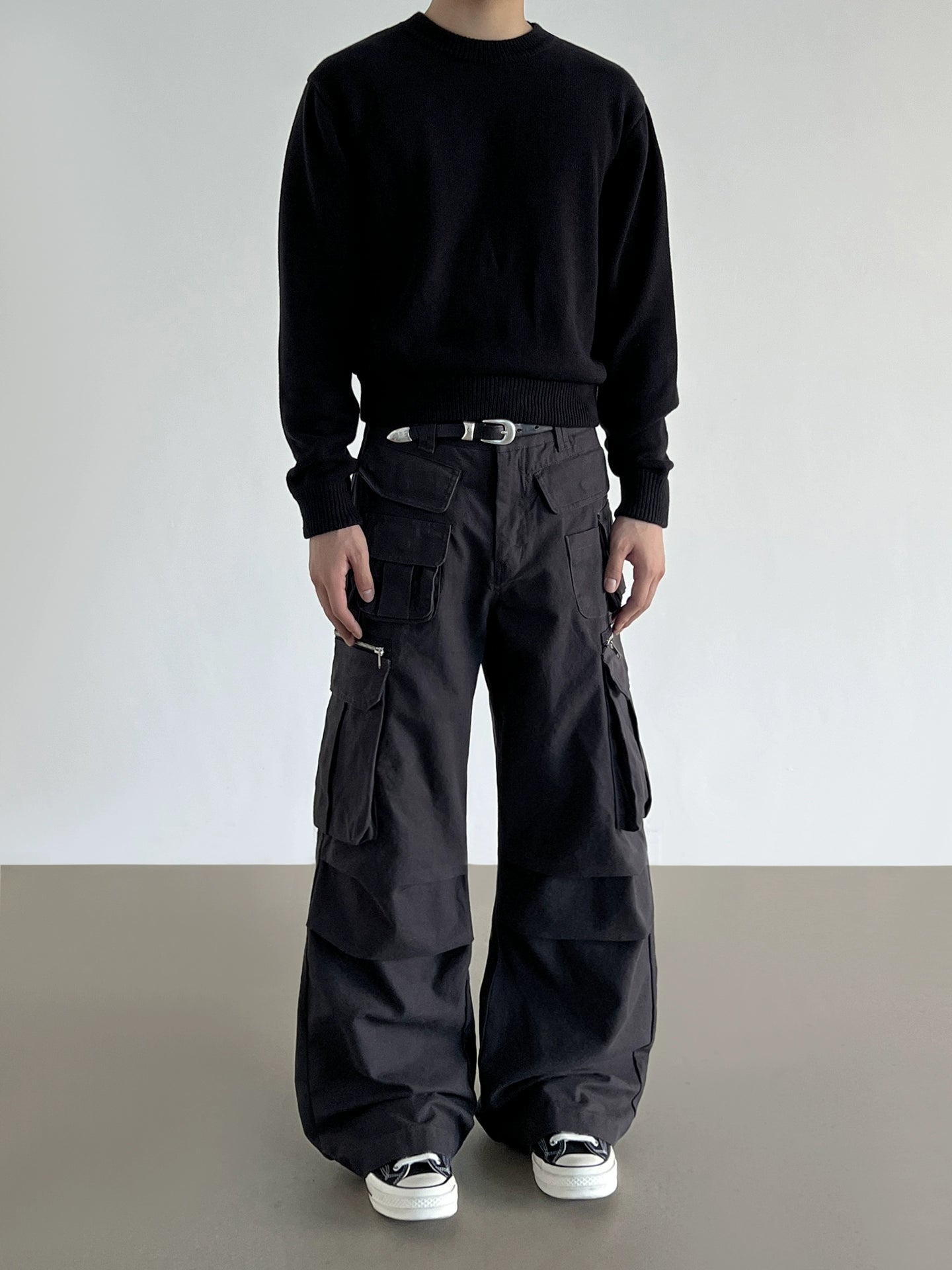 Multi-Pocket Wide Leg Straight Cargo Pants WN21199
