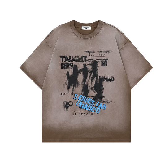 Dark Graffiti Print Short Sleeve T-Shirt WN25467