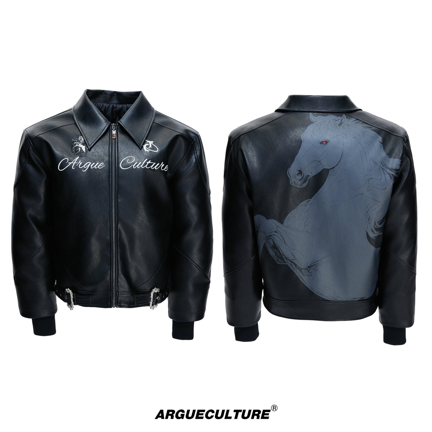 Embroidered PU Leather Vintage Jacket Jacket WN22676