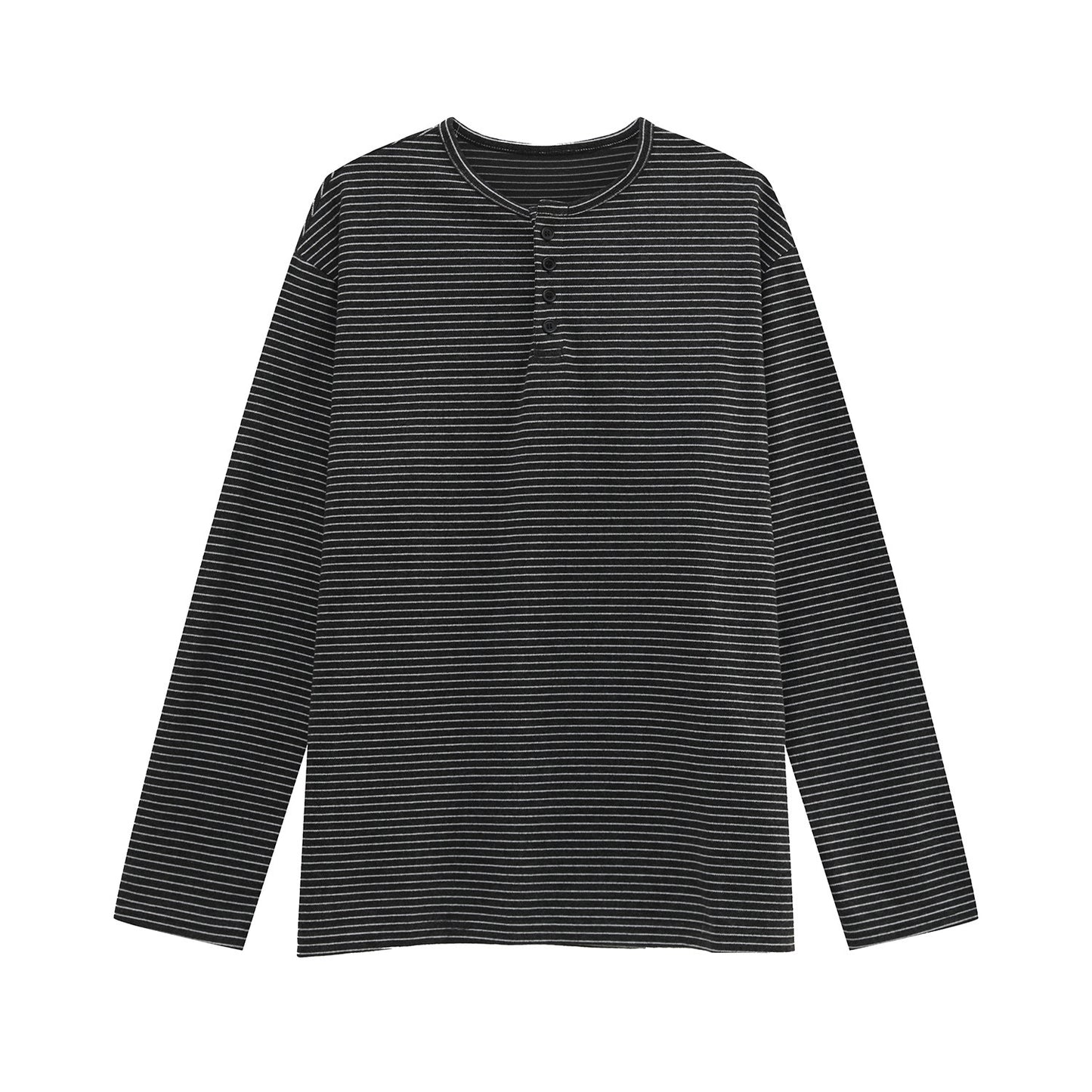 Stripe Henley Collar Long Sleeve T-Shirt & Elastic Waist Wide Leg Pants Setup WN24865