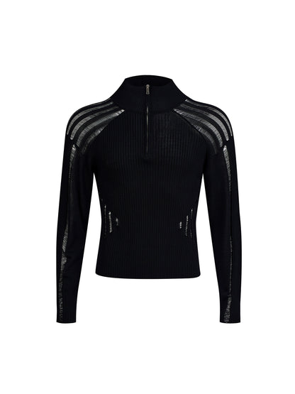 See-Through High-Neck Knit Sweater WN20386