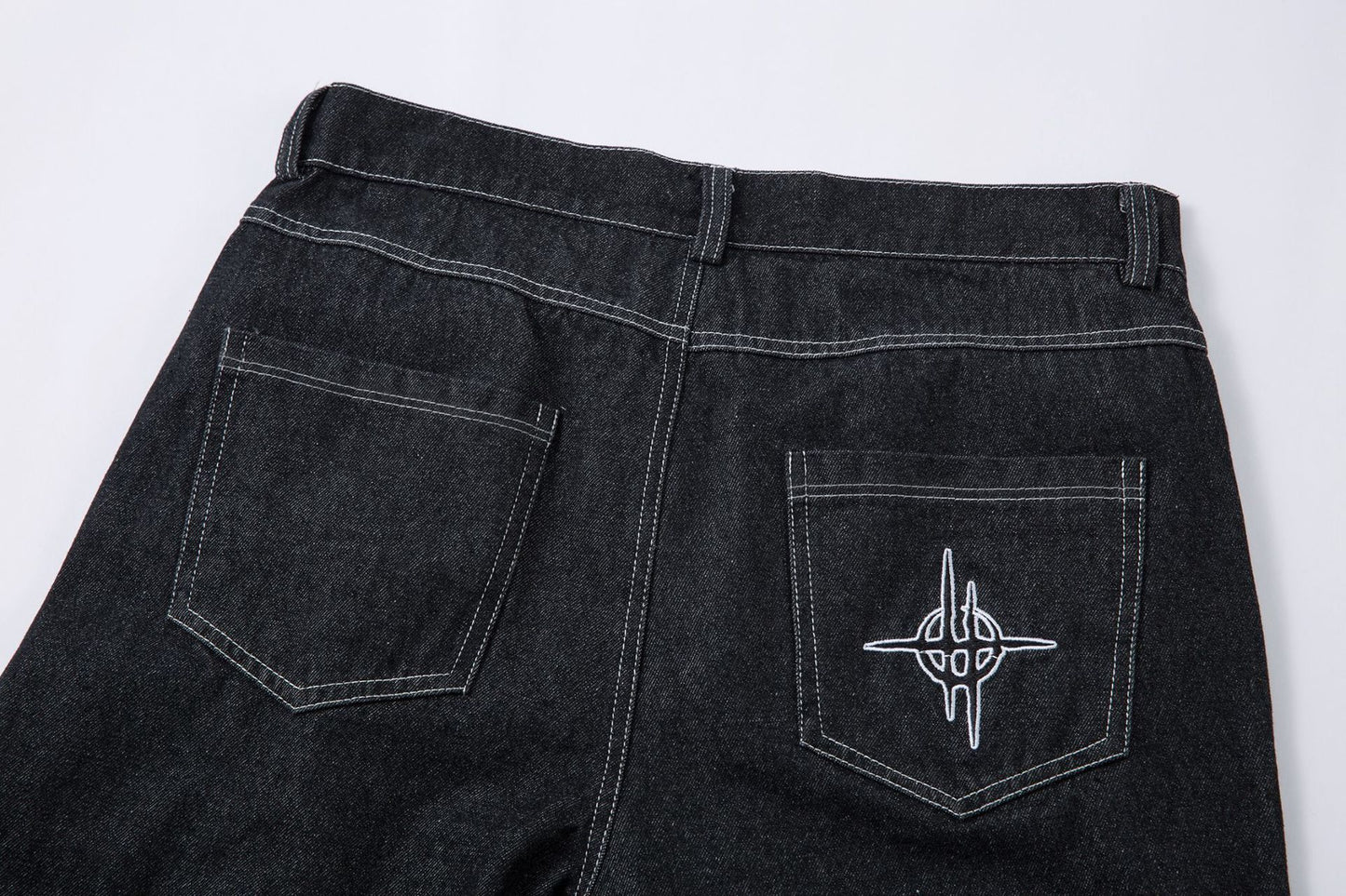 Graphic Embroidery Wide Leg Denim Jeans WN16200