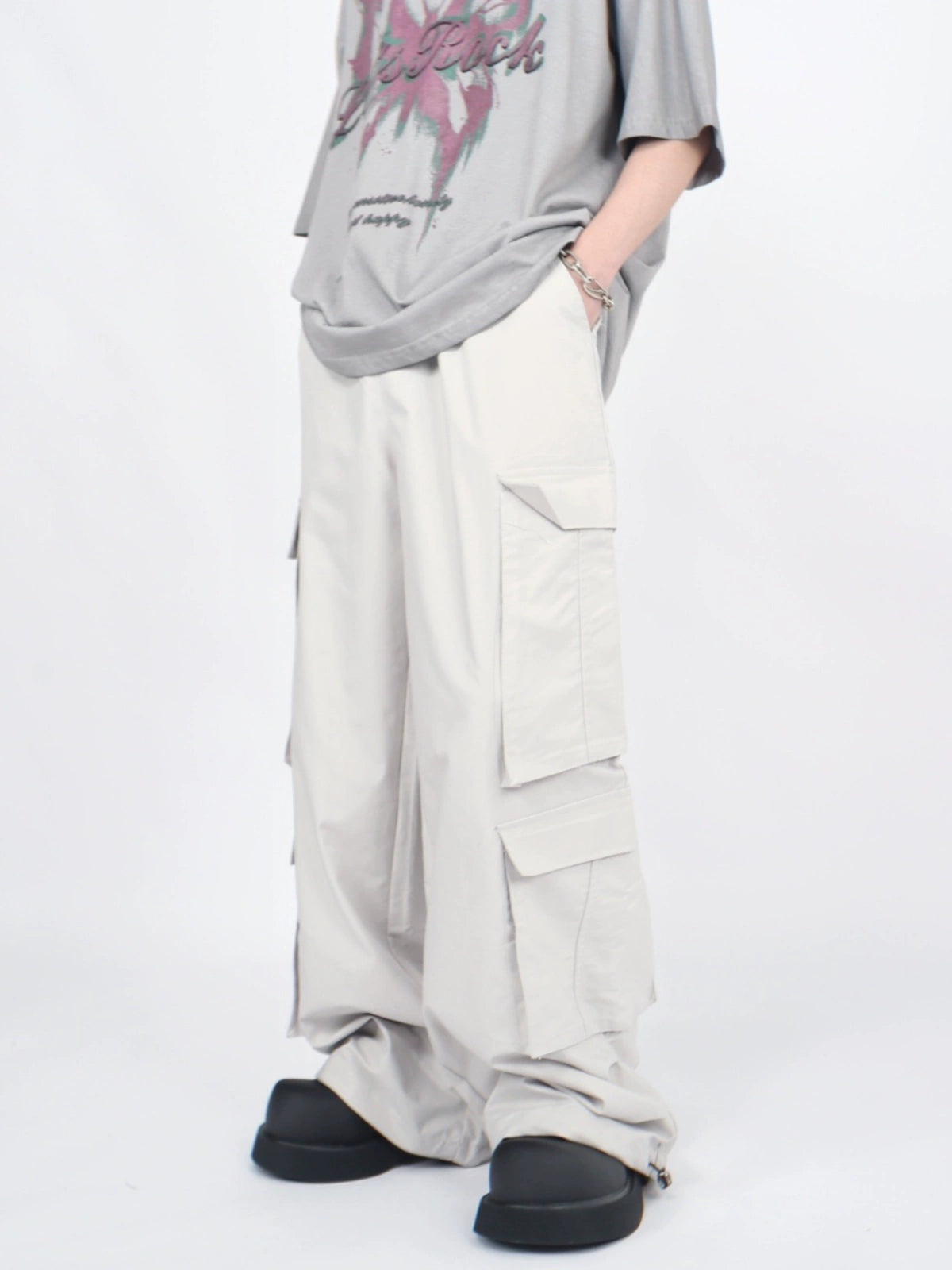 Multi Pocket Wide-leg Straight Workwear Casual Pants WN5254