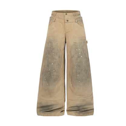 Paint Splatter Wash Wide Leg Pants WN23593