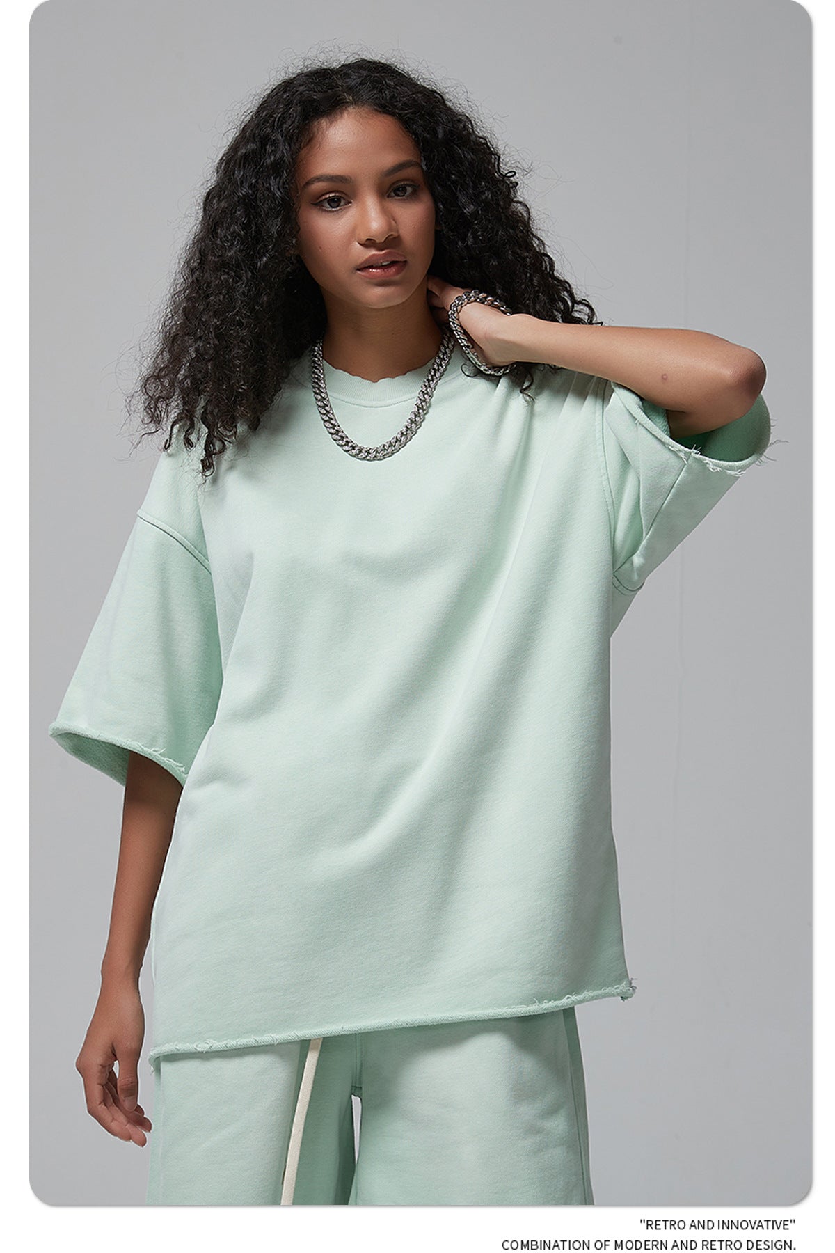 Oversize Spray-dyed Short-sleeve T-shirt & Spray-dyed Short Sweatpants Setup WN6639