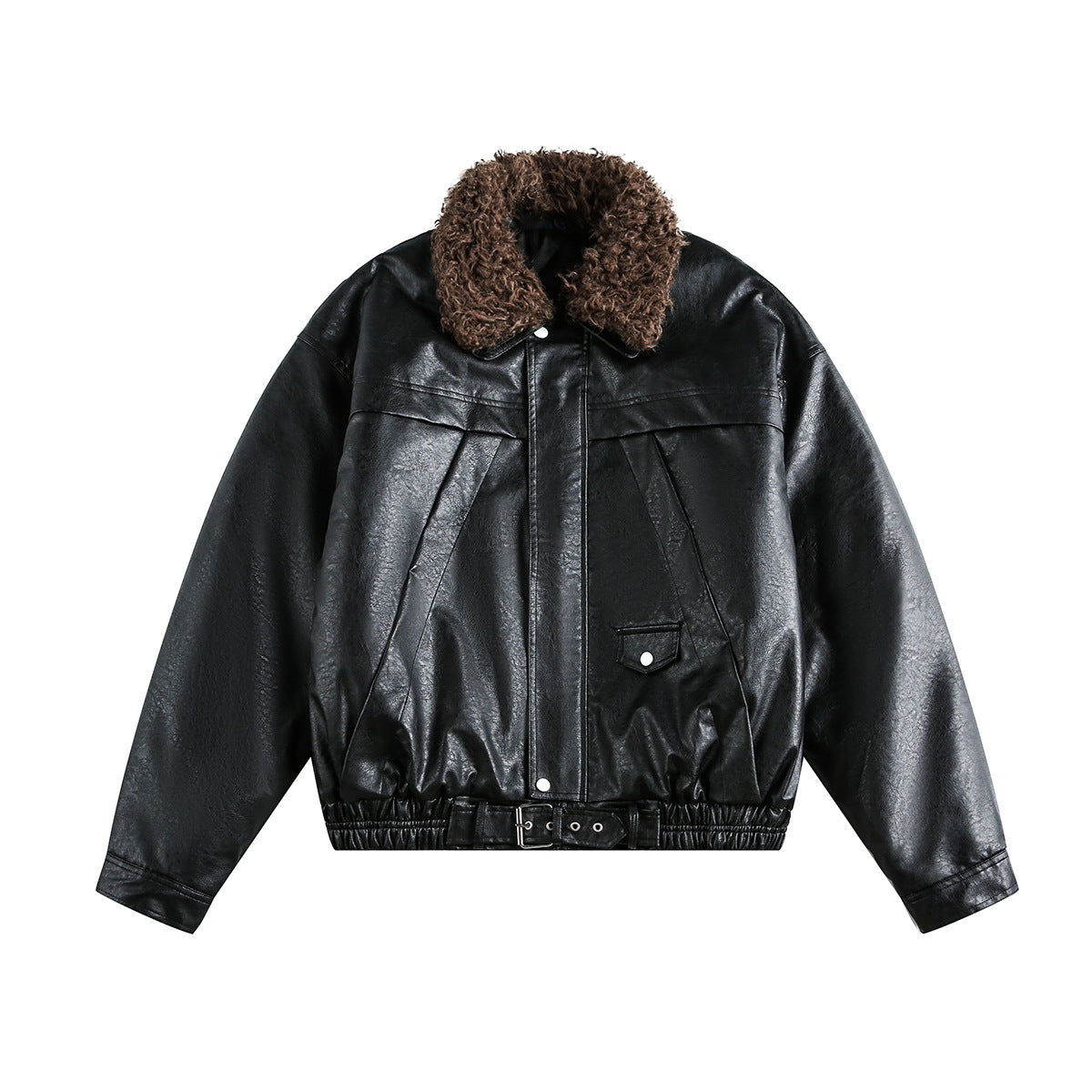 Detachable Fur Collar PU Leather Jacket WN21891