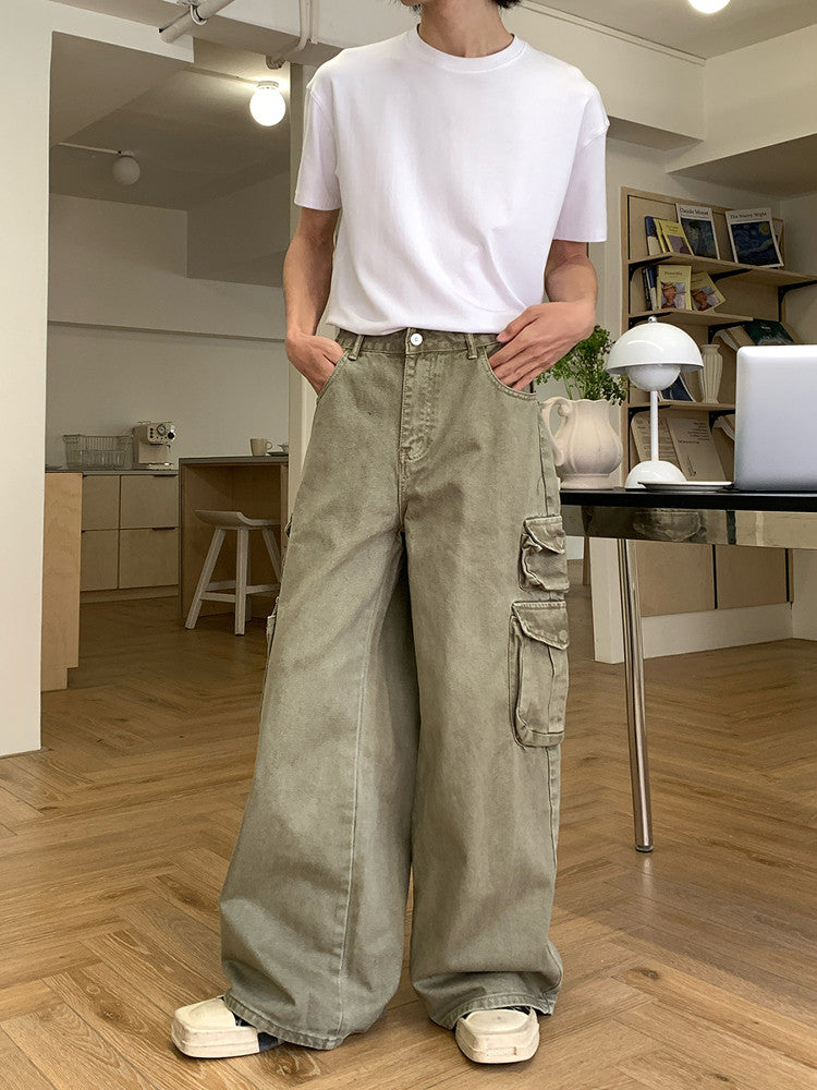 Washed Cargo Wide Leg Pants WN24910