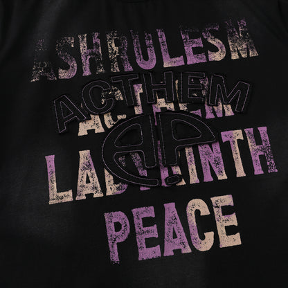 Dirty Dye Letter Print Short Sleeve T-Shirt WN25463