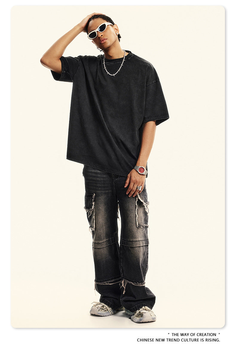 Washed Oversize Short-sleeve T-shirt WN6456