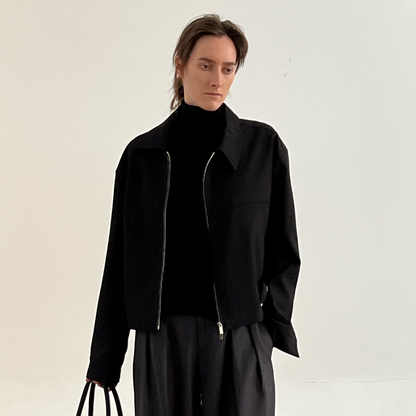 Asymmetric Collar Zipper Jacket WN21636