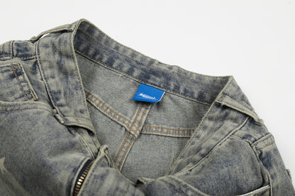 Curved Star Wide Leg Denim Short Pants WN25599