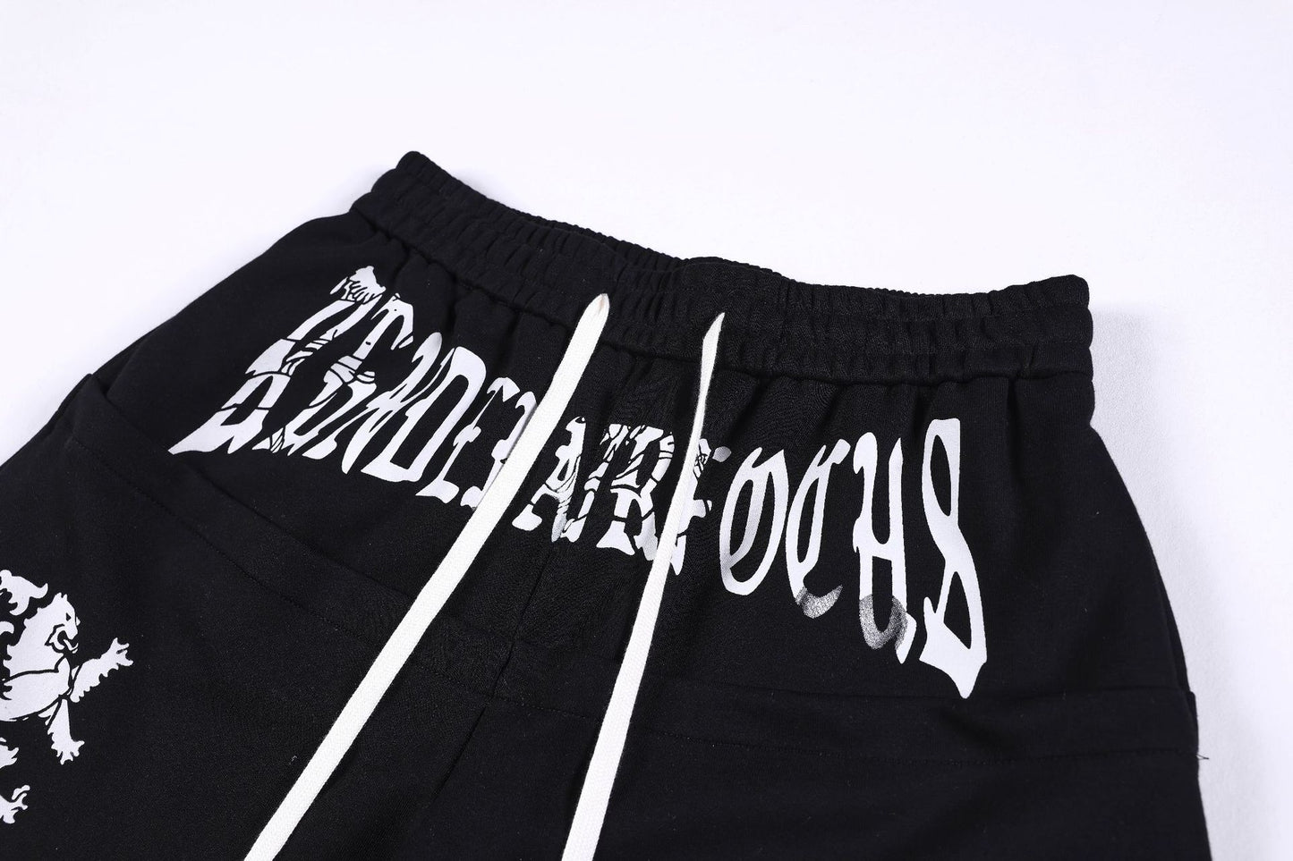 Graphic Print Panel Curved Wide Leg Sweatpants WN25931