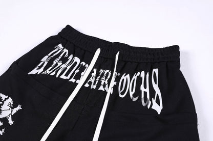 Graphic Print Panel Curved Wide Leg Sweatpants WN25931