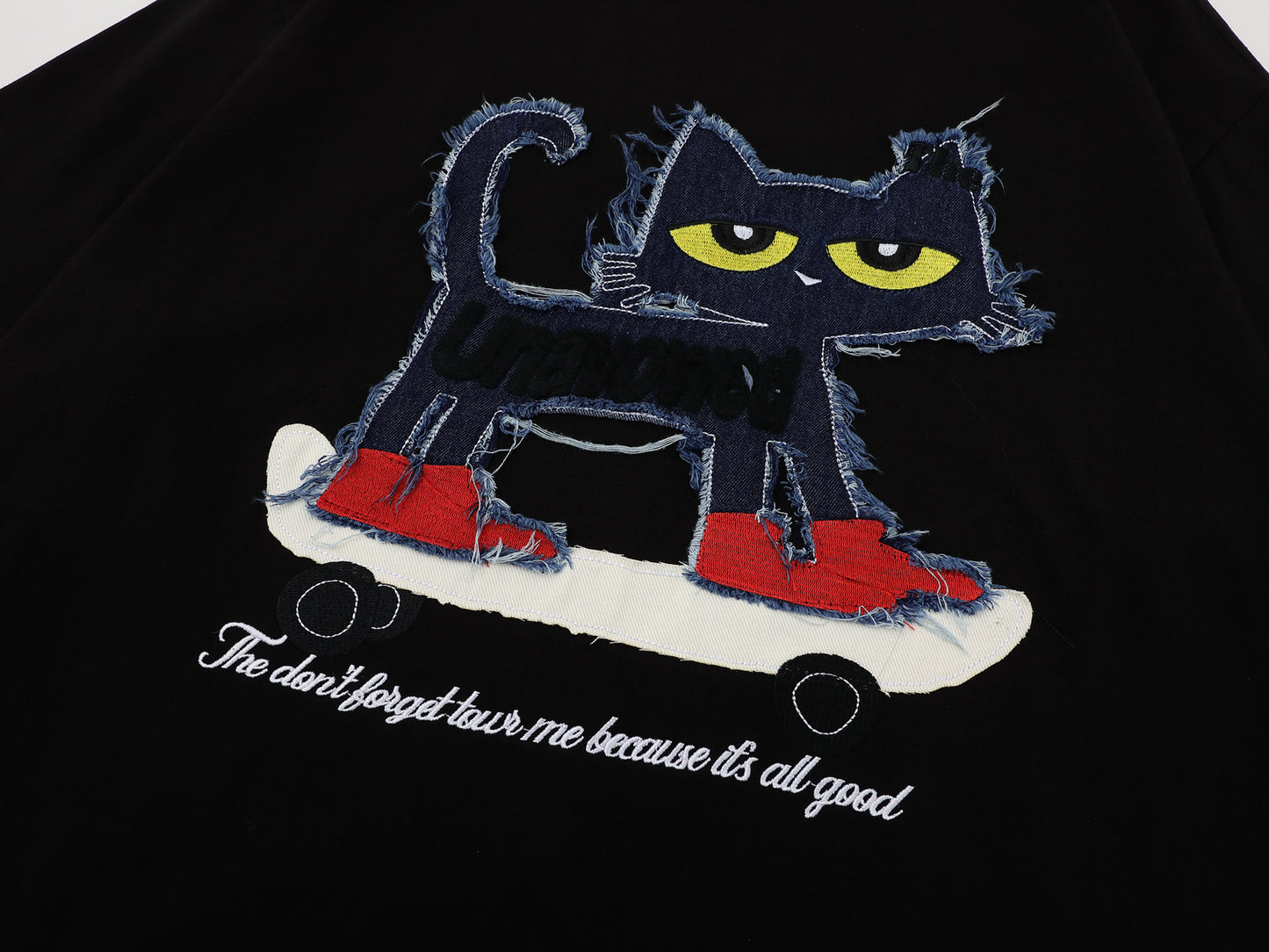 Cat Applique Embroidery Short Sleeve T-Shirt WN25665