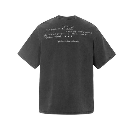 Washed Graphic Print Cotton Short Sleeve T-Shirt WN25715