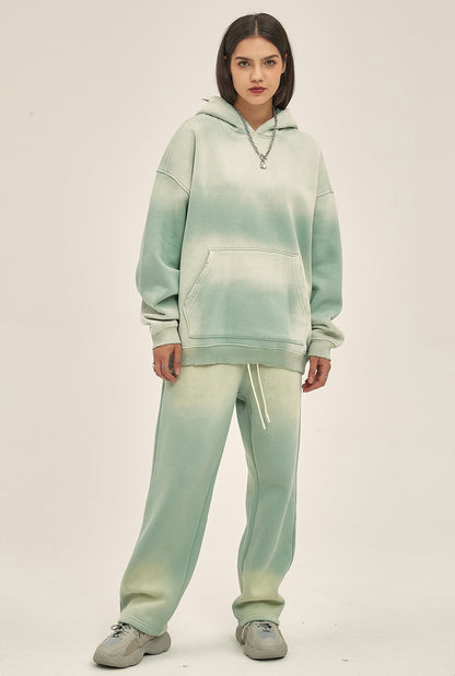 Fleece Linning Spray-dye Damage Oversize Hoodie & Fleece Linnig Sweatpants WN9969