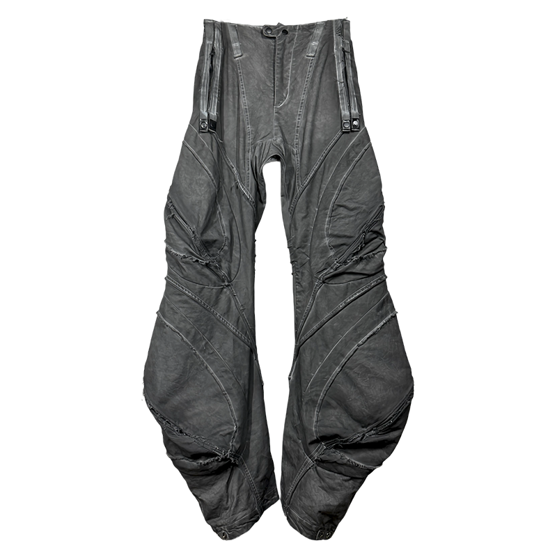 Deconstructed Washed Wide Leg Cargo Pants WN21994