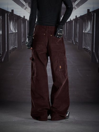 Corduroy Deconstruct Embroidery Straight Pants WN22899