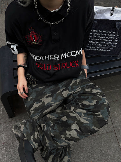 Washed Dirty Effect Design Polo Short Sleeve T-Shirt WN18129