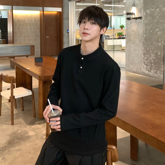Rib Button Long Sleeve T-Shirt WN25300
