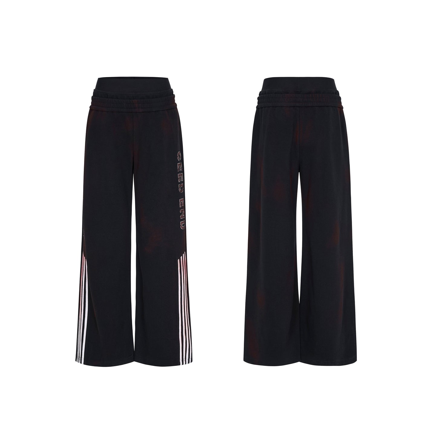 Four Stripe Damage Badge Embroidery Double Layer Hooded Jacket & Sporty Pants Setup WN23269