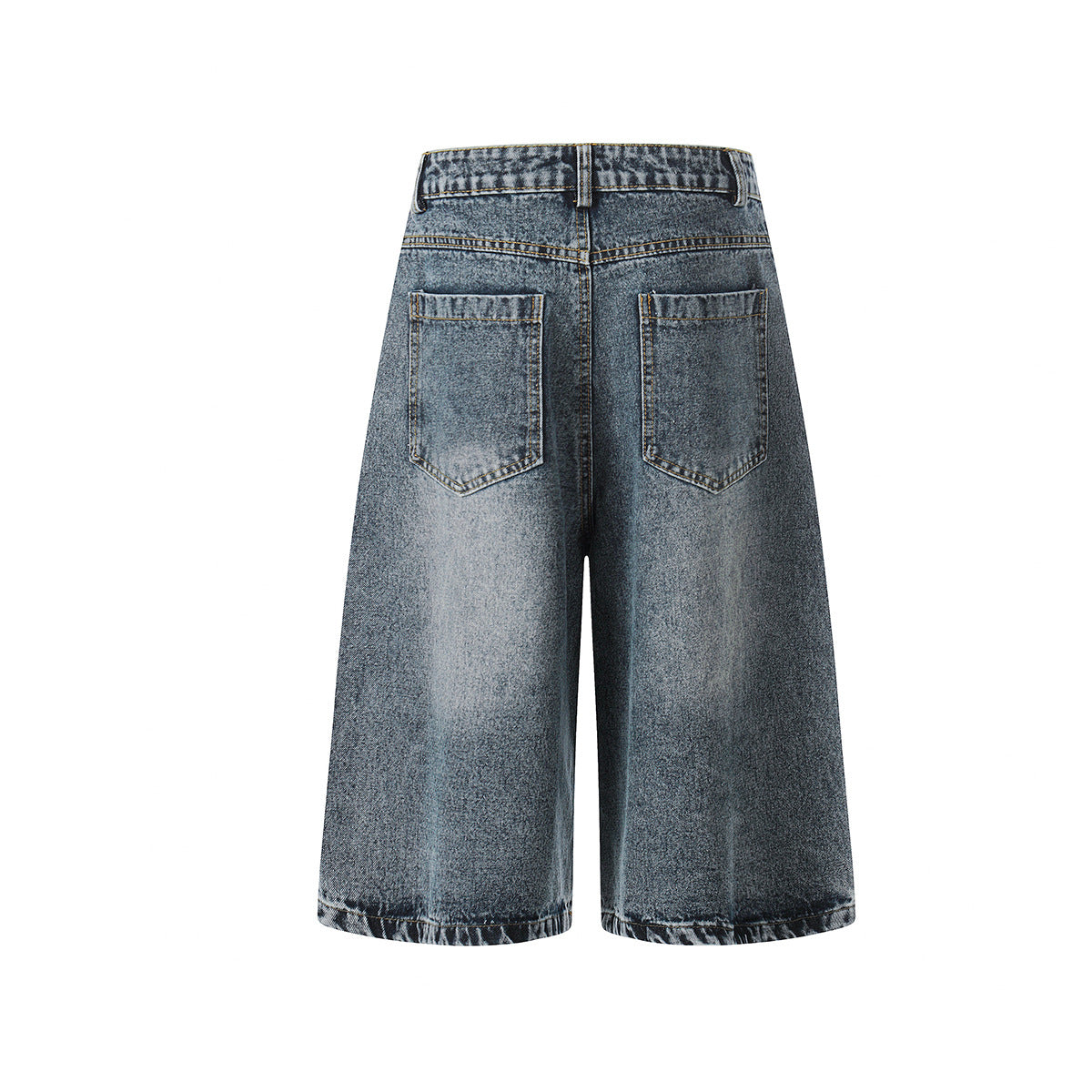 Washed Rhinestone Denim Wide Leg Half Pants WN25697