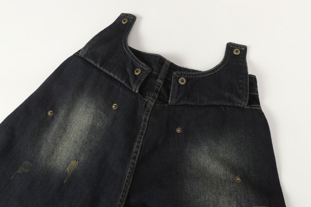 Damage Paint Graphic Wide Leg Denim Jeans WN28083