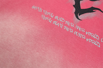 Cracked Letter Gradient Patchwork Hoodie WN11376