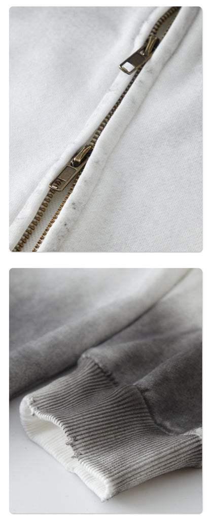 Oversize Washed Damage Zipper Hoodie WN6617