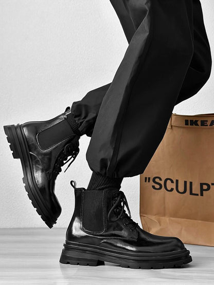 Glossy Chunky Lace-Up Boots WN24502