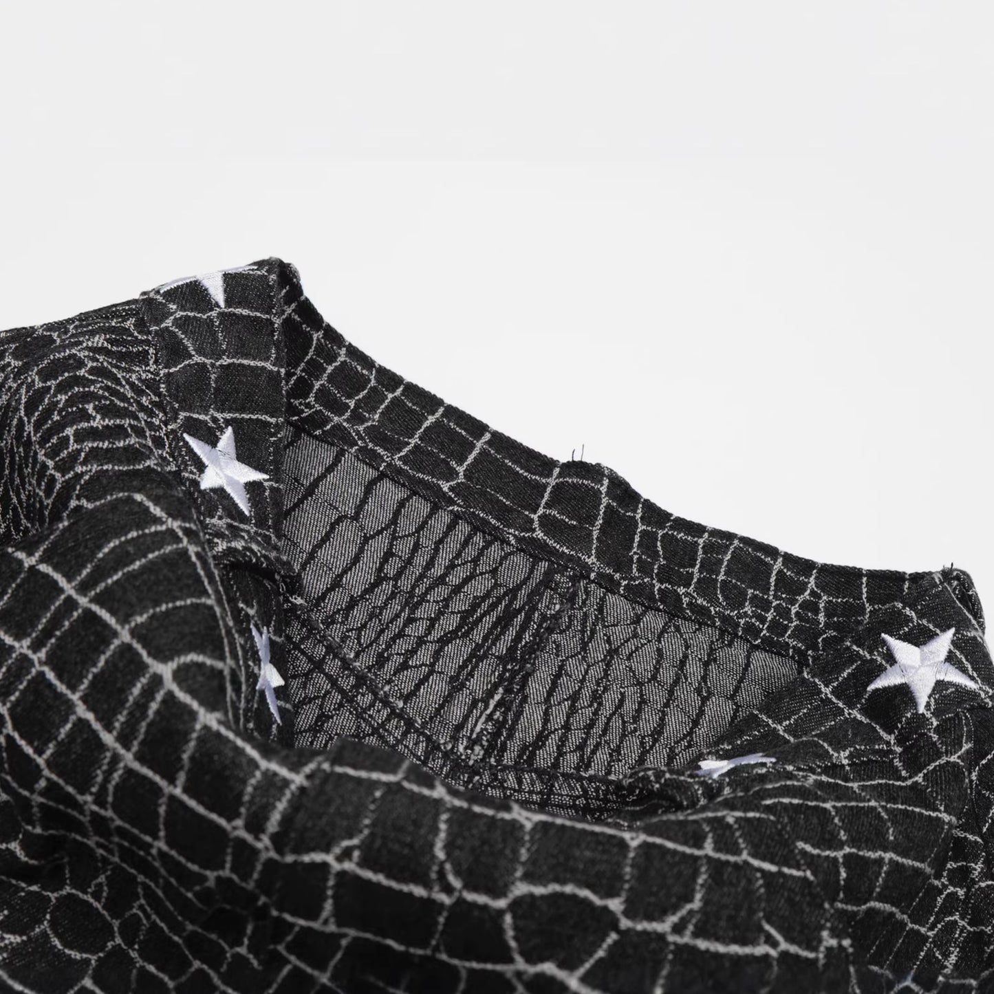 Crocodile Pattern Star Studs Wide Leg Pants WN25471