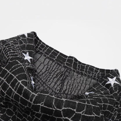 Crocodile Pattern Star Studs Wide Leg Pants WN25471