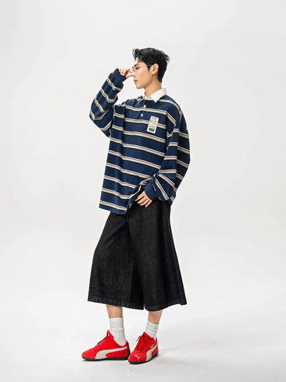 Colorblock Stripe Long Sleeve Polo Shirt WN20865