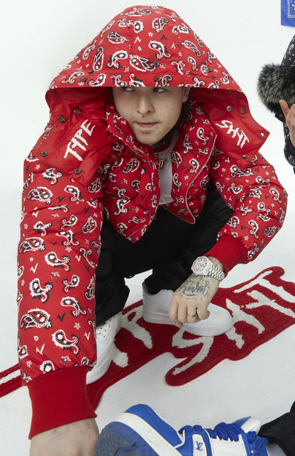 Paisley Hooded White Duck Down Jacket WN21002