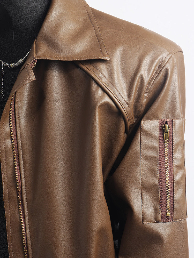 PU Leather Zipper Jacket WN23732