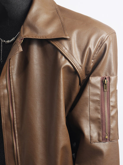PU Leather Zipper Jacket WN23732