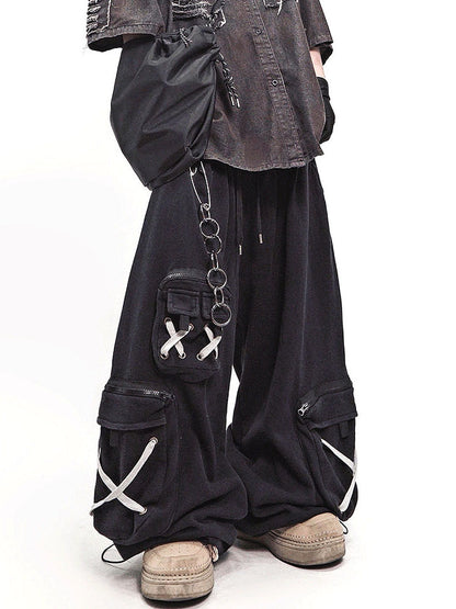 Multi Pocket Wide Leg Cargo Sweatpants WN23982