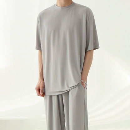 Oversize Drape Short Sleeve T-shirt ＆ Wide-leg Drape Pants Setup WN6730