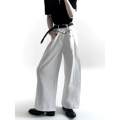 Pleats Design High Waist Wide Leg Denim Jeans WN20333