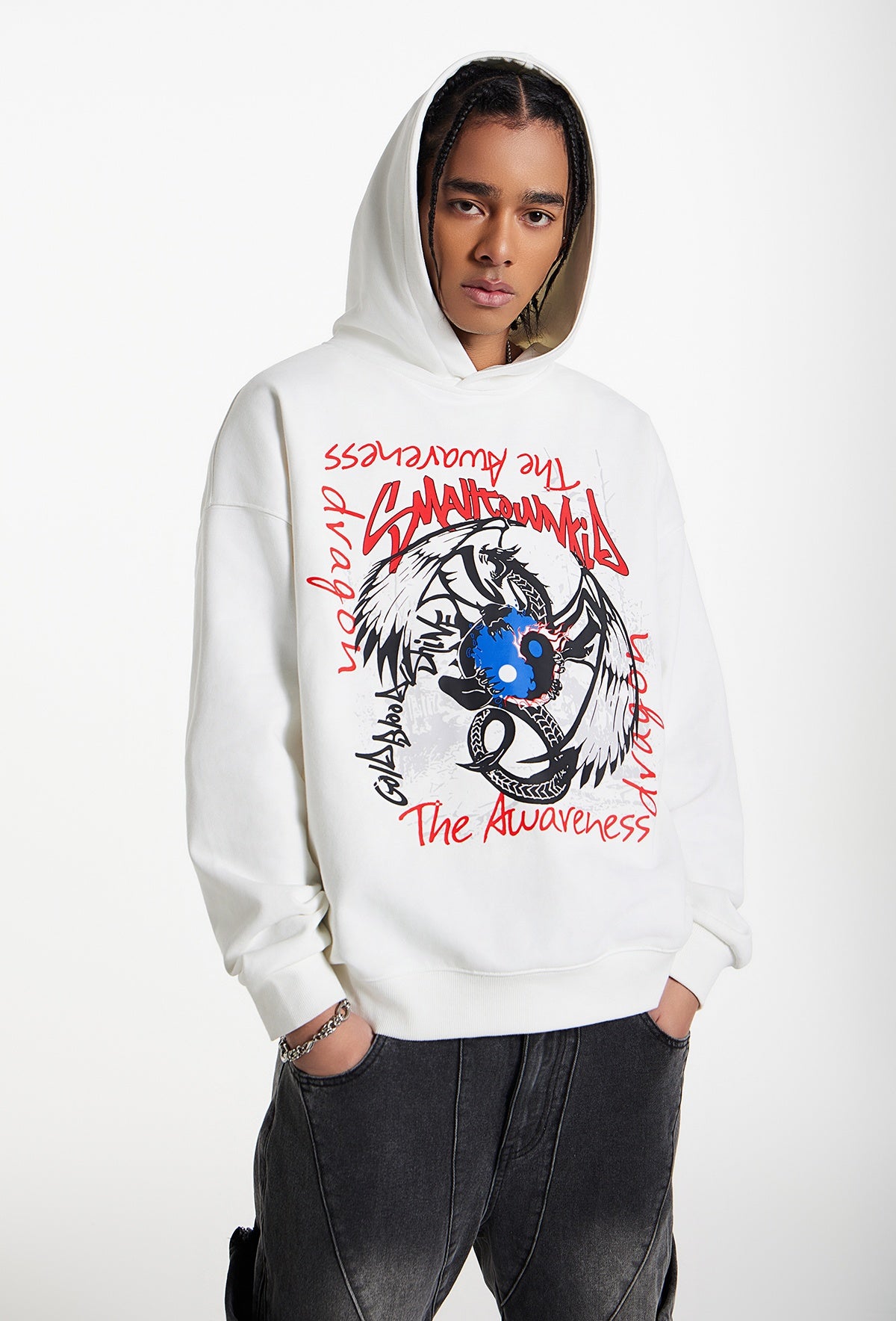 Dragon Graphic Print Pullover Hoodie WN11952