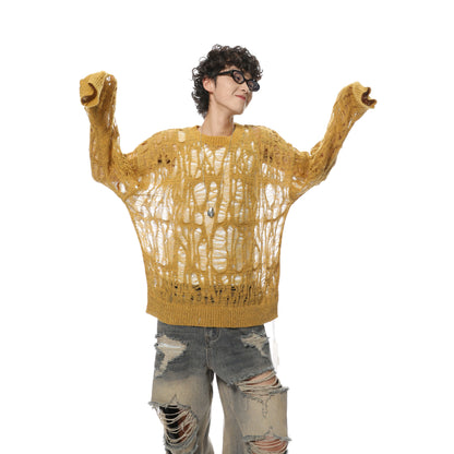 Oversize Hollow Hole Knit Sweater WN7096