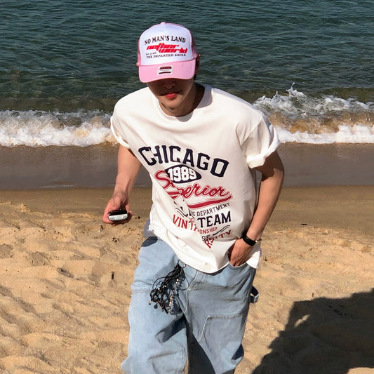 Letter Print Oversize Short Sleeve T-Shirt WN20252