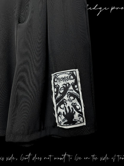 Patch Pleats Straight Half Pants & Skull Belt WN20105