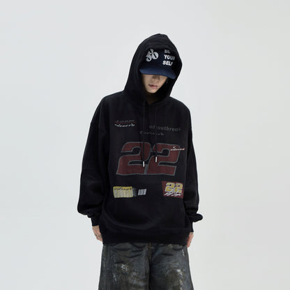 Dirty Letter Print Pullover Hoodie WN8836