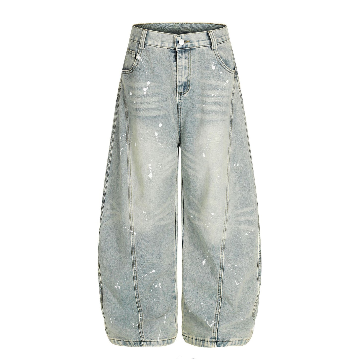 Washed Paint Splatter Wide Leg Denim Jeans WN23605