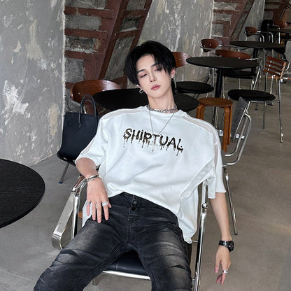 Oversize Letter Cutout Short Sleeve T-Shirt WN25100