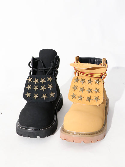 Star Studs Flap Lace-Up Boots WN24084