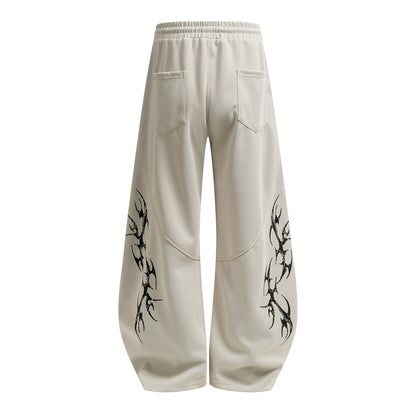 Thorn Print Zipper Hoodie & Thorn Print Wide Leg Sweatpants Setup WN25656