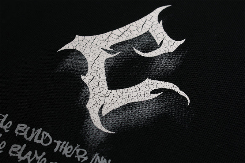 Cracked Letter Gradient Patchwork Hoodie WN11376